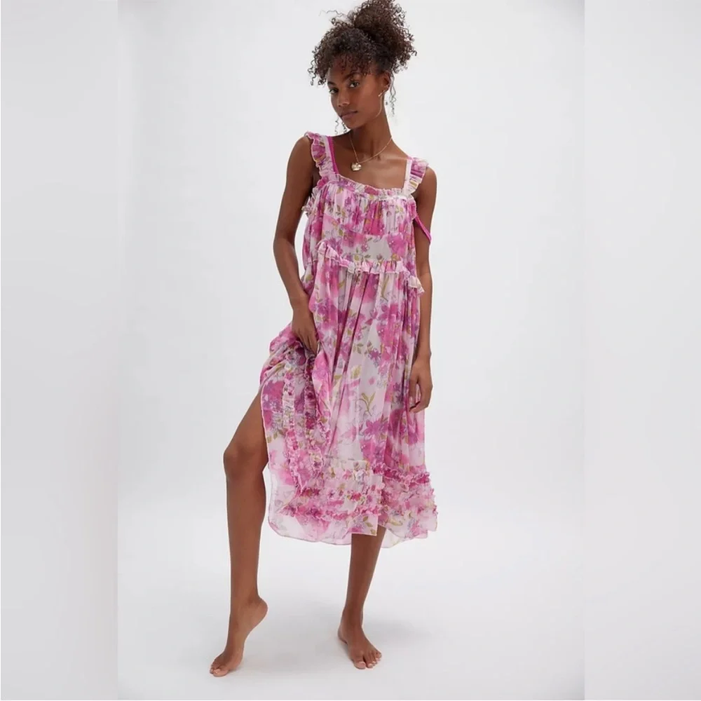 Free People Moon Phase Printed Midi Dress in Pop Combo